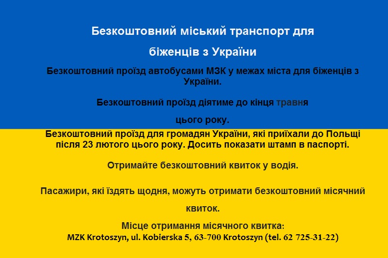 Informacja dla Obywateli Ukrainy - tekst przepisany niżej.